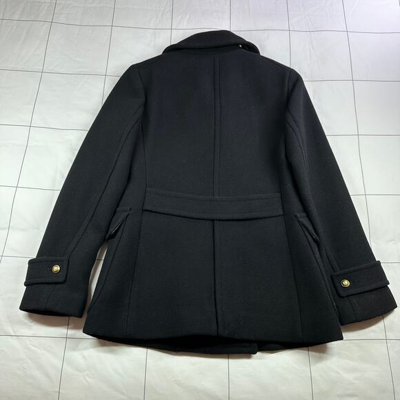 JCrew Coat Womens 4 Black Majesty Stadium Cloth Pea Nautical Preppy Classic Wool - Picture 3 of 10